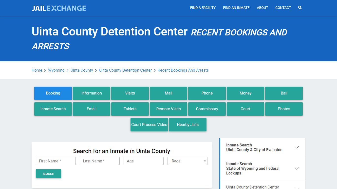 Uinta County Detention Center Recent Bookings And Arrests - Jail Exchange